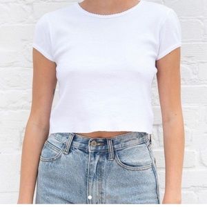 Brandy Melville “Winifred” White Baby Tee